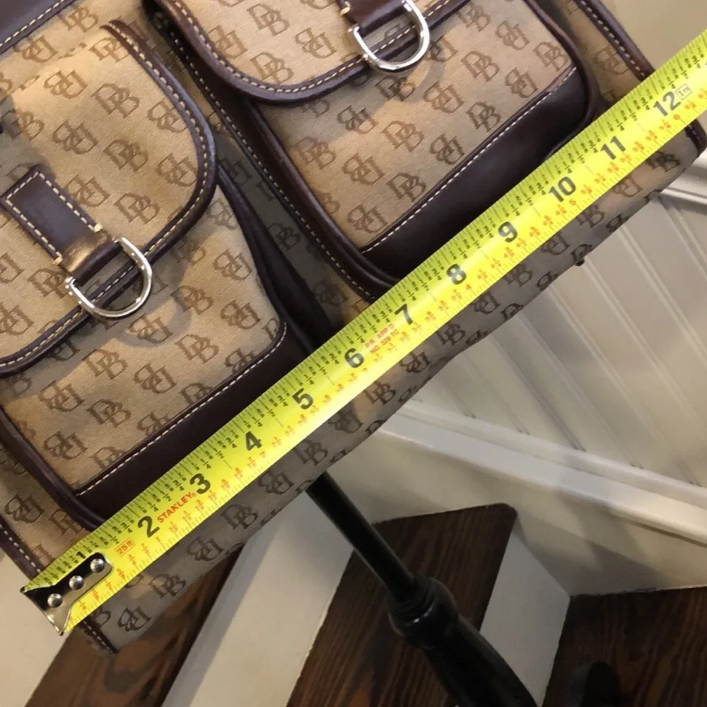 DOONEY BOURKE Signature Logo Canvas & Brown Leather Briefcase Messenger Bag